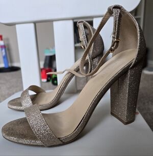 Ankle Gold Block Heels